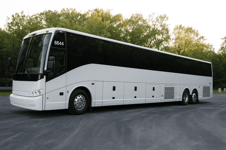 exterior of Charter Bus Rental Tulare coach bus